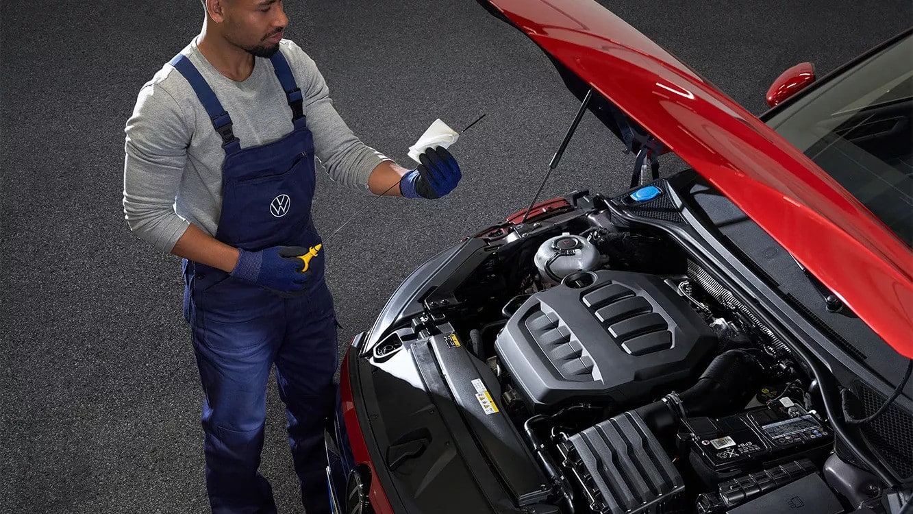 A Volkswagen being serviced