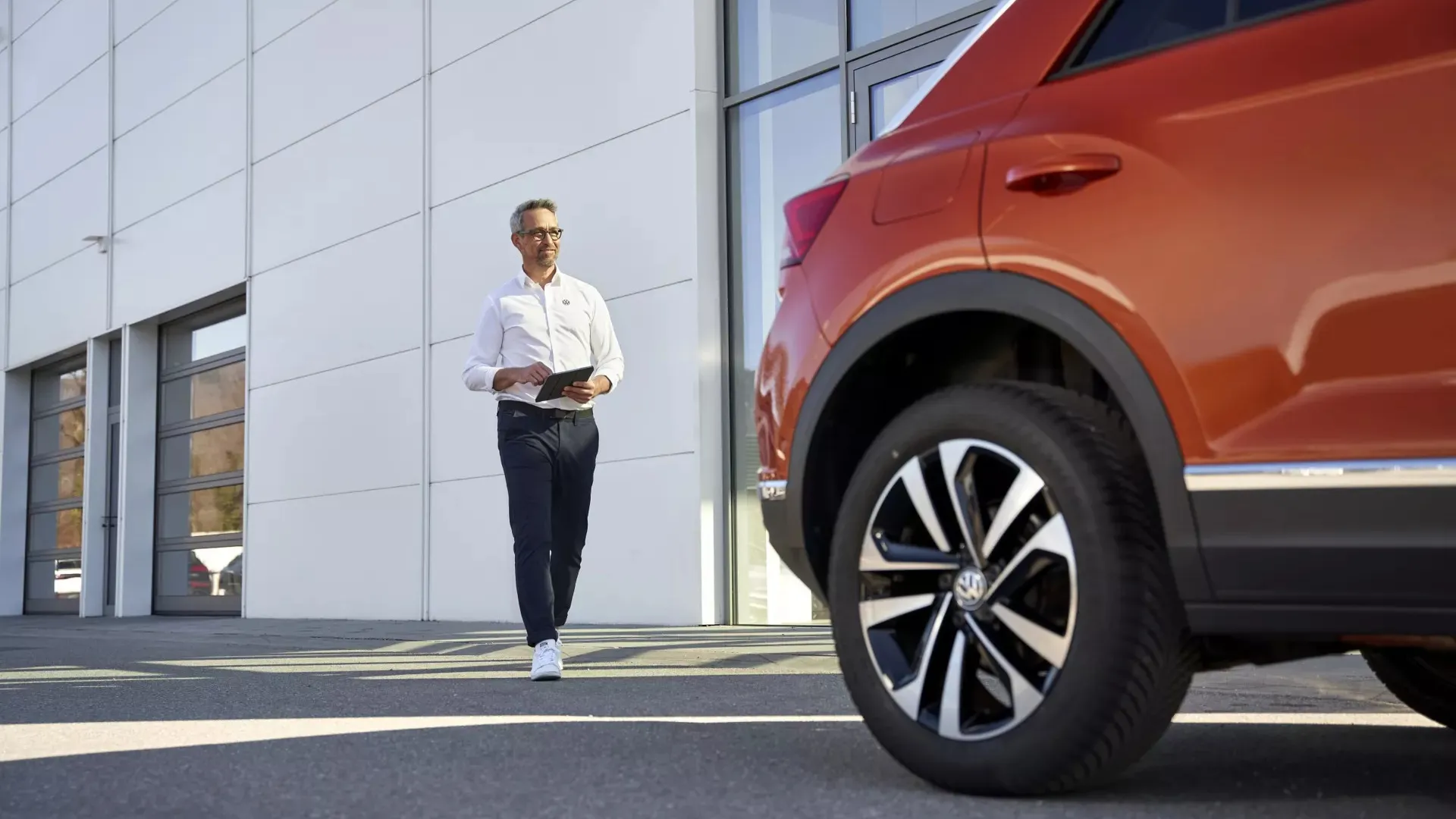 A Volkswagen wheel and tyre being fitted at Autohaus Namibia